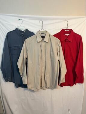 Lot of 3 Mens Vintage Button Up Shirts St Johns Bay Barrington Size XL 17.5